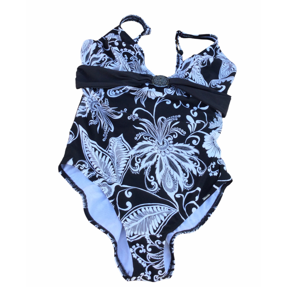 Triumph One Piece Women's Black/White 42D Cup Swimsuit Bathing Suit - Size Large